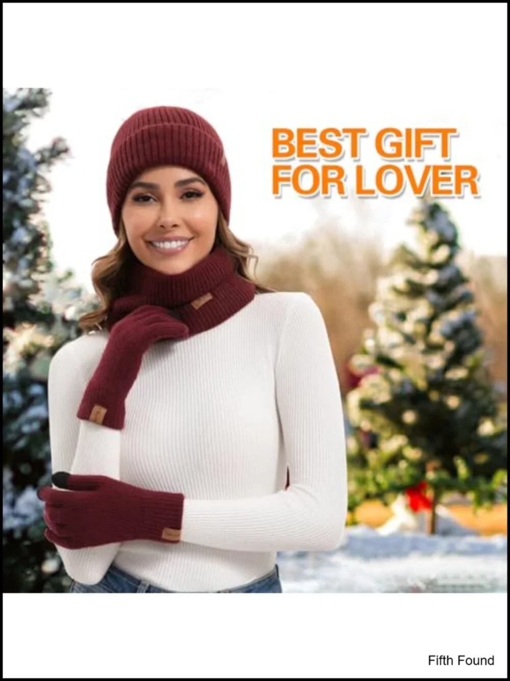 3-Piece Winter Hat Scarf Touchscreen Gloves Set Fleece Lined Knit Beanie Neck